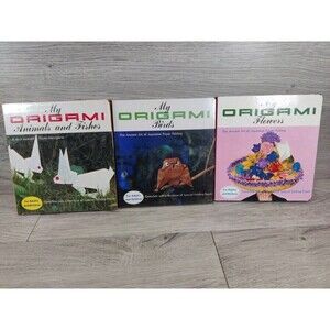 VTG 1964 3 Origami Books Flowers Birds Animals Fishes Japanese Art Joy Zokeisha
